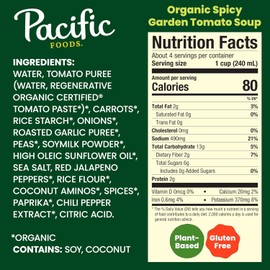 Pacific Foods Organic Spicy Garden Tomato Soup, 32 oz Carton