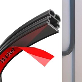 39.4Ft Weather Stripping Door Seal Strip Rubber Self Adhesive Door Weatherstripping Soundproofing for Door Frame Window Insulation Large Gap Easy Cut to Size(Black)