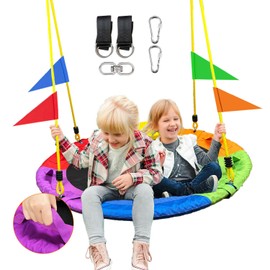 40 Inch Tree Swing for Kids Outdoor，Spider Web Tree Swing,850Lb Weight Capacity,900D Oxford Waterproof with Handles, with 71" Adjustable Hanging Straps，for Backyard, Playground (40Inch-6Colors)