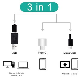 Endoscope Inspection Camera USB Endoscope 1200P HD Borescope Camera 3 in 1 Waterproof IP68 Flexible Snake Tube Sink Drain Pipe Camera for PC/Laptop//Android Phone/Windows/Tablet(Black,5M/16.4ft)