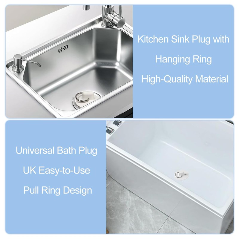 5 Pcs Rubber Bath Plugs, 5 Different Size Kitchen Sink