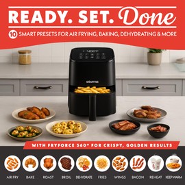 Gourmia Compact 2‑Qt Digital Air Fryer – Space‑Saving Mini Fryer with 10 One‑Touch Presets, FryForce 360° Rapid Air, LED Display, Dishwasher‑Safe Basket