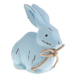 YANGMEI Blue Easter Bunny Spring Easter Bunny Figurine Vintage Rustic Speckled Farmhouse Rabbit Statue Tray Table Centerpiece Mantels Decor Ornament