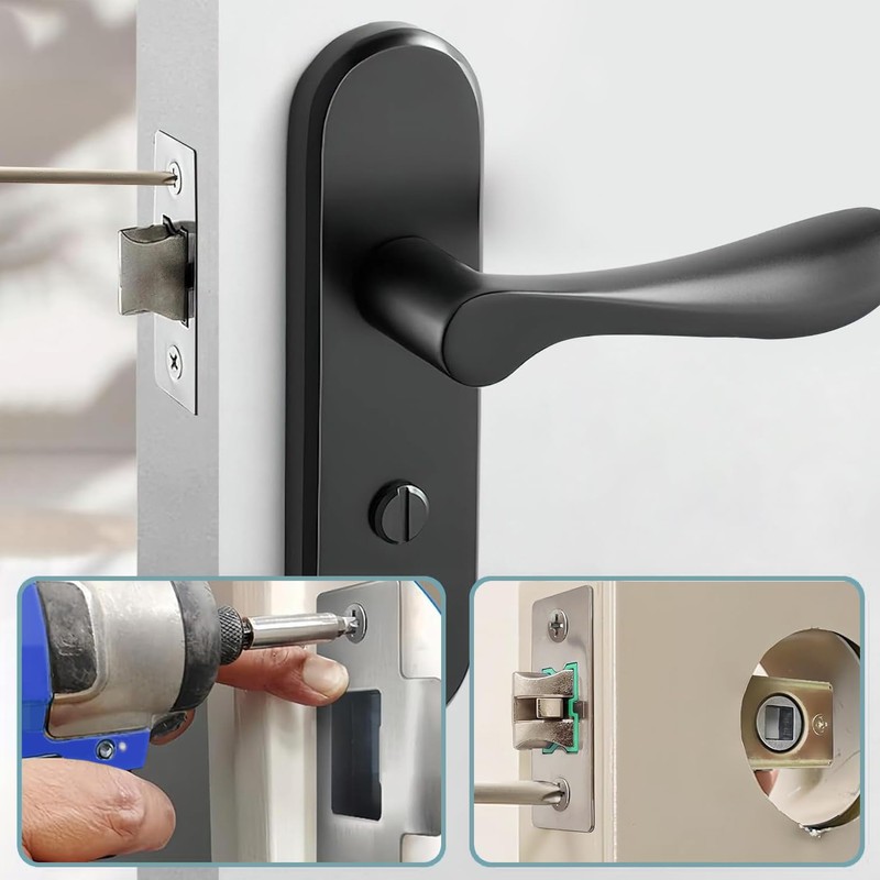 TOP-VIGOR 1Pcs 40mm Tubular Mortice Latch, Flat Tongue Lock, Mute