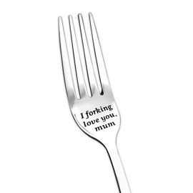 Xiyantiji Birthday Gifts for Mom I Forking Love You Mum Fork from Kids, Mommy Mother Chritsmas Xmas Present Engraved Dessert Dinner Forks I Love You Gifts for Mum Mom from Daughter Son
