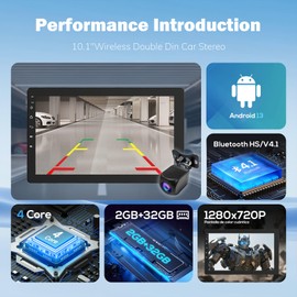 Haudio 10.1" Single Din Car Radio with Rotatable Touchscreen, Wireless Apple CarPlay, Android Auto, GPS Navigation, Bluetooth, Hi-Fi Sound, Voice Control, Backup Camera