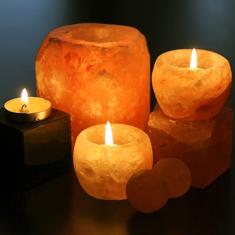 Himalayan Glow Candle Holders, Himalayan Salt Tea Light Candle Holders