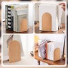 KARBAG Book Ends, 2 Pack Natural Bamboo Bookend Heavy Duty