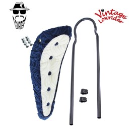 Vintage Lowrider 20" BLUE/WHITE POLO 5-BUTTON VELOUR BANANA SEAT 22" SISSY BAR W/CLAMP BLACK