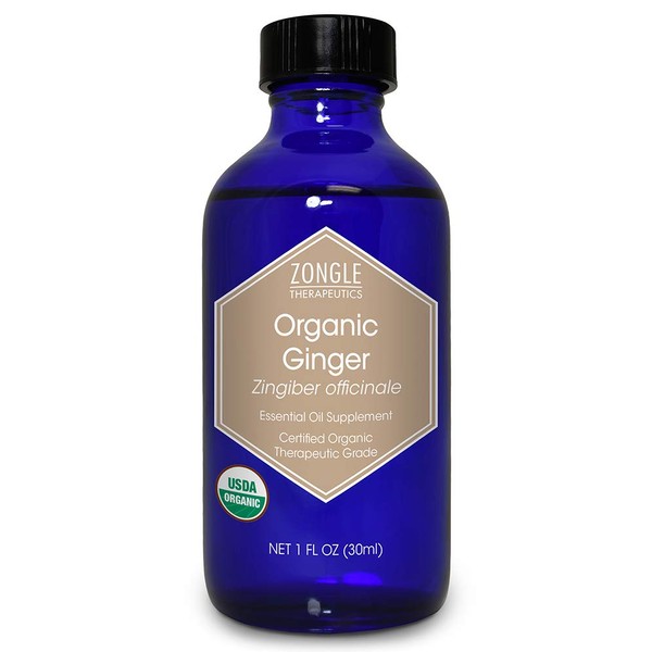 Zongle USDA Certified Organic Ginger Essential Oil, Safe To Ingest, Zingiber Officinale, 1 OZ