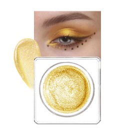 Gloden Glitter Eyeshadow Cream, Champagne Creamy Shimmer Gold Eye Shadow, Liquid Eyeshadow for Women Eyes Makeup, Metallic Single Eyes Shadows, Shiny Shimmering Palettes