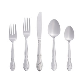 RiverRidge 5417-843-A Rose 46 Piece Monogrammed Flatware Set, Letter A, No size, Silver