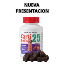 Tabletas Carti Pets 25 Frasco 30 Tabletas Condroprotectoras