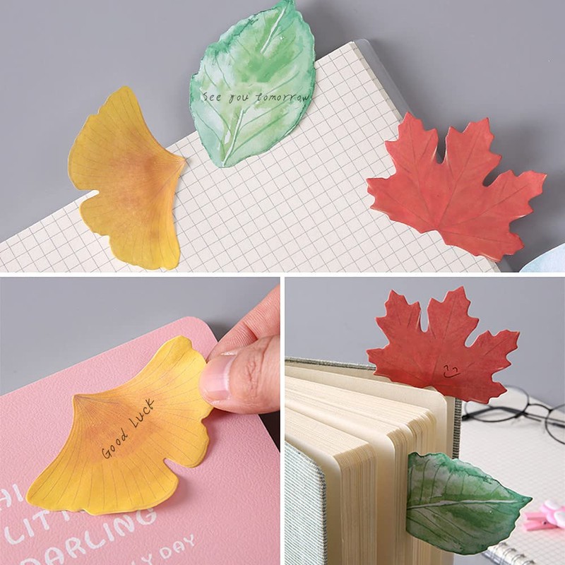 8 Packs/240 Sheets Leaf-Shaped Sticky Notes Novelty Self Stick Post