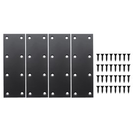 4 Pack Flat Straight Brace Brackets, ULIFESTAR Black Stainless Steel Mending Bracket Plate Metal Shelf Support Fixing Joining Plate for Furniture,Wood,Shelves,Cabinet with Mounting Screws