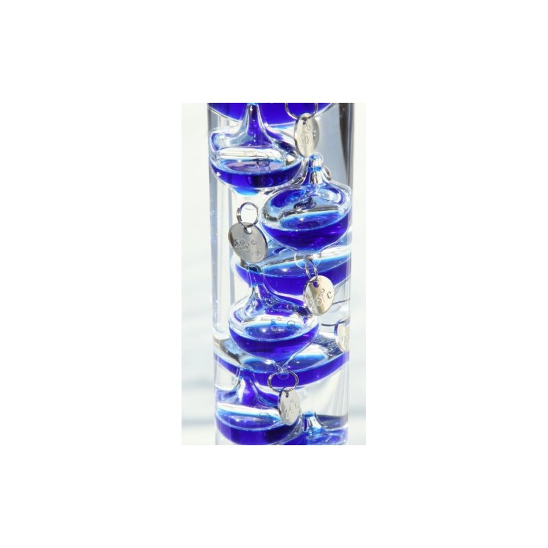 Large 44cm Tall Free Standing Galileo Thermometer with Blue Coloured