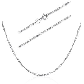 SILBERTALE 925 Sterling Silver Italian Figaro Chain Necklace 1.5mm Width Thin Chain 14-30 inch