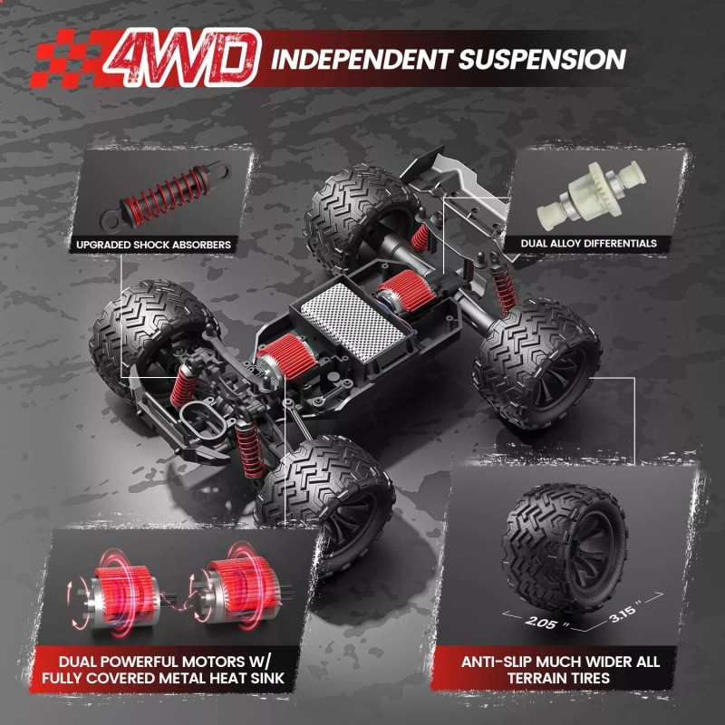 DEERC 9500E 1:16 Scale All Terrain RC Car, 4x4 High