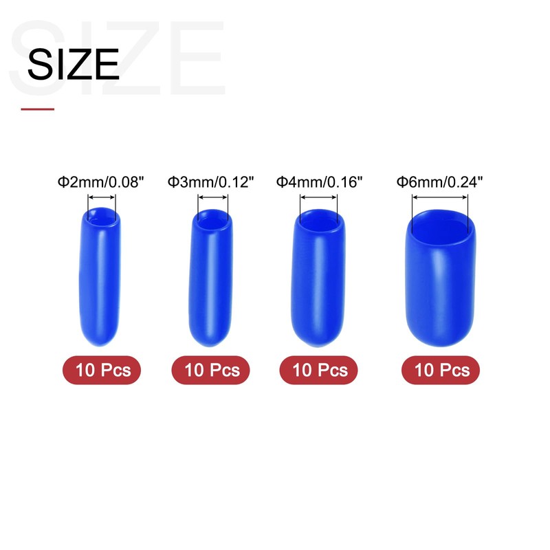 sourcing map 40pcs Round Rubber End Caps Protective Caps 2mm