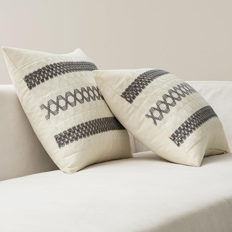 MIULEE Pack of 2 Boho Pillow Covers Gray 20x20 Inch