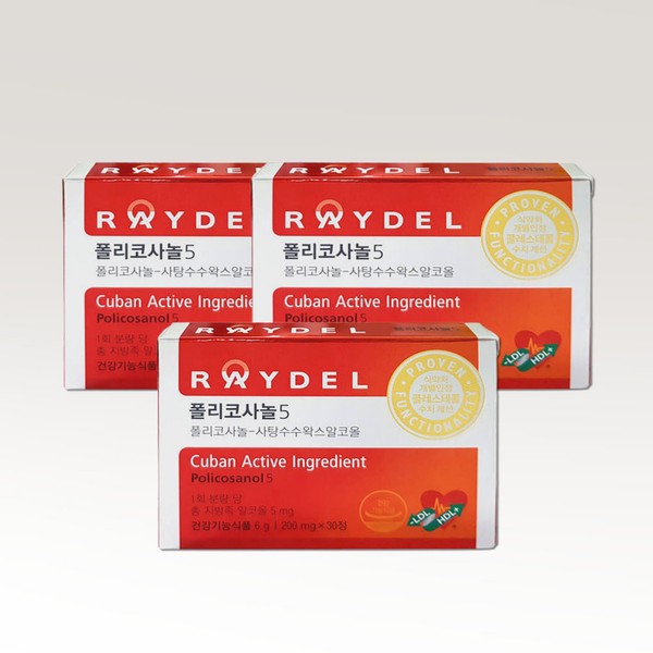 Reidel Policosanol 5 200mg 30 tablets, 3 months, 3 boxes, Ministry of Food and Drug Safety certification / 레이델 폴리코사놀5 200mg 30정 3개월 3박스 식약처인증
