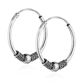 NKlaus Pair of 925 Sterling Silver Celtic Gothic Creole Earrings Solid 20 mm 7269, Sterling Silver