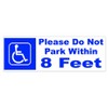 Generic Please Do Not Park Within 8 Feet Bumper Sticker 3"" x 9"" B09 Handicap Wheelchair Sticker, White