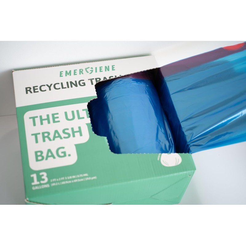 Emergiene 13 Gallon Recycling Trash Bags, 200 Count Drawstring Tall