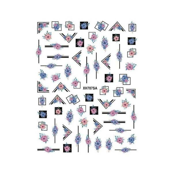 Generic Geometric Figure Lines Flower Leaf Daisy Nail Decal Sticker