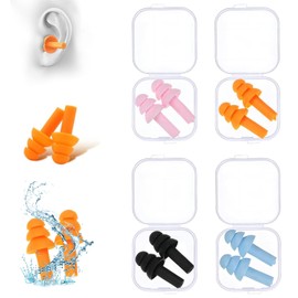 Sleeping Earplugs 4 Pairs Noise Cancelling - Soft Silicone for Snoring, Concerts, Swimming (4 Colors)