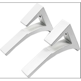 Dulles Glass Floating Shelf Brackets, Aluminum Heavy Duty, White, for Glass, Wood, Acrylic Wall Mounted Shelf Support. 2 Pack.