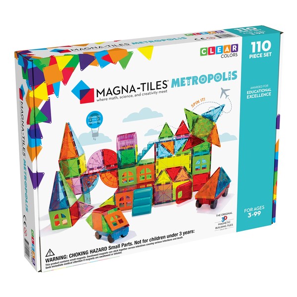 Magna Tiles Metropolis Set, The Original Magnetic Building Tiles for Creative Open-Ended Play, Educational Toys for Children Ages 3 Years + (110 Pieces)