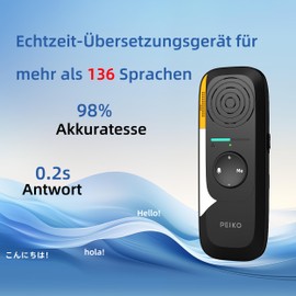 Peiko Voice Translator Device - AI Real-Time Translator with 75 Languages & 136 Accents, Two-Way Offline Translation, Mini Translator for Travel, Learning & Business Trip