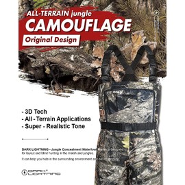 Dark Lightning Camo Breathable Insulated Chest Waders, fit for Men and Women, Perfect for 4 Seasons Fly Fishing Stocking Foot Waders (Camo, Large)