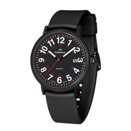 CalmTick Nurse's Luminous Watch | Metal case, Silicone Strap | Strong Luminous dial Hands | Date Display | Medical Worker's Wristwatch | 30ATM Water-Resistant and Durable | 12-Style Available (Black)