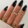 GLAMERMAID Black Press on Nails Medium Almond, Gloss Dark Fake