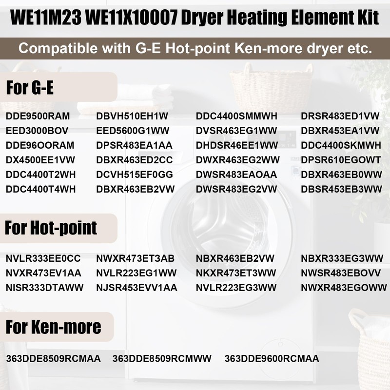 WE11M23 WE11X10007 Dryer Heating Element Kit with 2 Coils 6