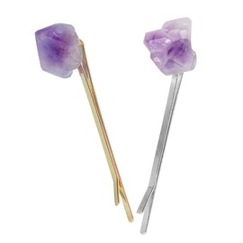 FOMIYES 2pcs Elegant Crystal Hair for Women Natural Amethyst Stone Bobby for Weddings Parties Everyday Hair Accessories Chic Decor for Ponytails and Updos