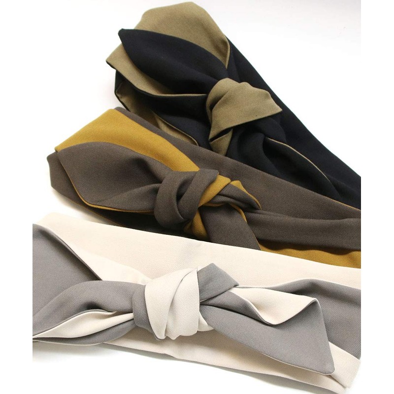 VINGTAINE HB-104-KHABK- Bi-Color Hair Band, Turban, Two Tone Reversible, Solid,