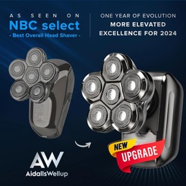 AidallsWellup Waterproof Electric Head Shaver for Bald Men - 6D Cordless, New