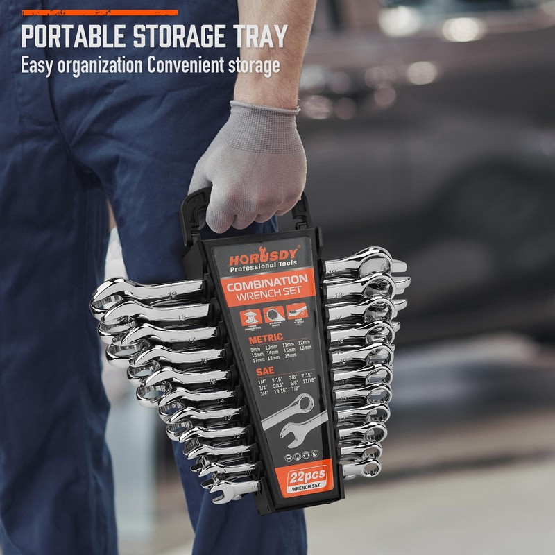 HORUSDY 22-Piece Wrench Set | Metric & SAE Combination Wrench