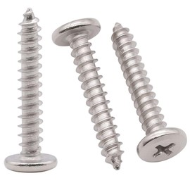 M4 x 25mm (50 pcs) Flat Round Phillips Drive Head Wood Screws, Stainless Steel 304 Furniture Wood Screws, Sheet Metal Screws, Self Tapping Screws, by RoyceMart
