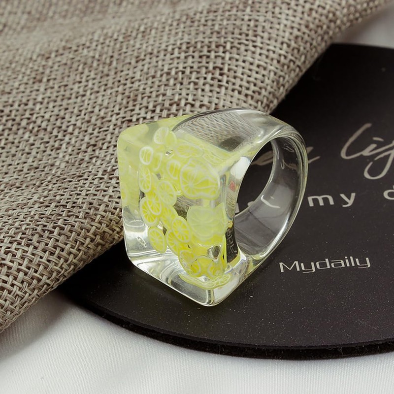 WRITWAA 1 x Fruit Ring Boho Beach Rings Chunky Acrylic