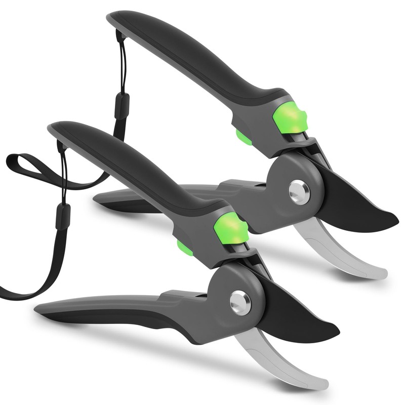 2 Pcs Pruning Shear Sturdy Steel Hand Pruner with Ergonomic