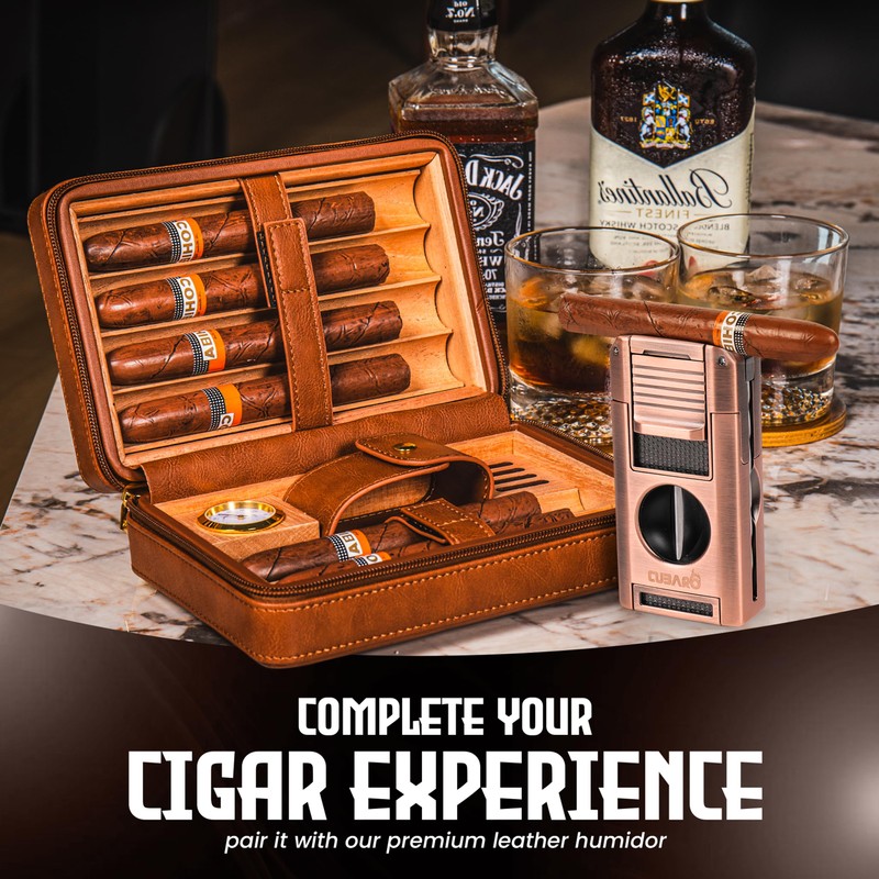 CUBARO Cigar Lighter with V Cutter, Punch, Draw Tool –