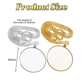 2 x Magnification Glass, Monocle Costume, 5 x Monocle Magnifying Glass with Necklace, Hanging Magnifying Glass Chain for Monocle, Necklace Magnifying Glass Pendant Glass Lens, Portable Magnification