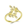 Philip Jones Gold Plated Adjustable Leaf Ring Created with Zircondia®