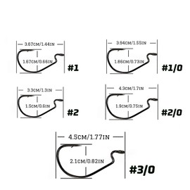 Piscorush Offset Worm Jig Hook Bass Fishing Hook 3X Strong High Carbon Steel Worm Hook Soft Bait Jigging Fish Hook Bass Trout