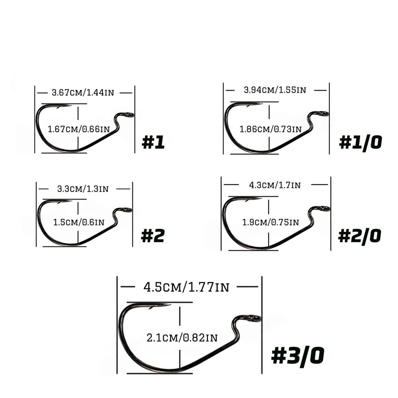 Piscorush Offset Worm Jig Hook Bass Fishing Hook 3X Strong