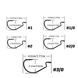 Piscorush Offset Worm Jig Hook Bass Fishing Hook 3X Strong High Carbon Steel Worm Hook Soft Bait Jigging Fish Hook Bass Trout